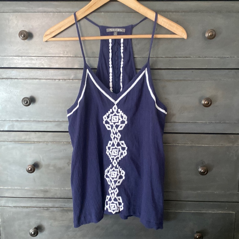 EUC Michael Stars Navy White Tank Size M
